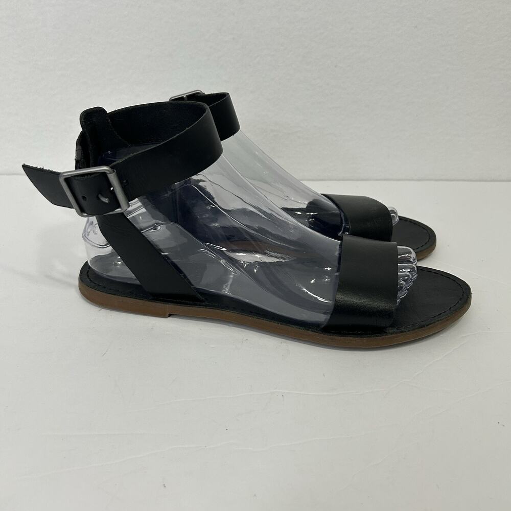Madewell Black Leather Ankle-Strap Sandals
